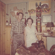 Jean's Parents Standing by Totem Pole